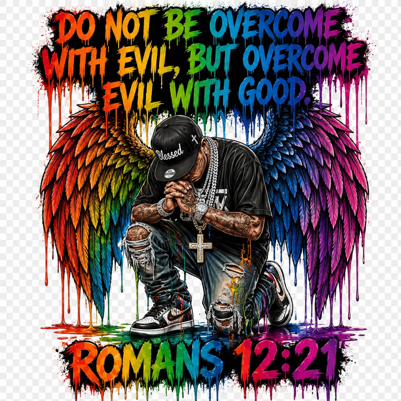 Cooked Signature Tee Angel Protected Romans 12:21