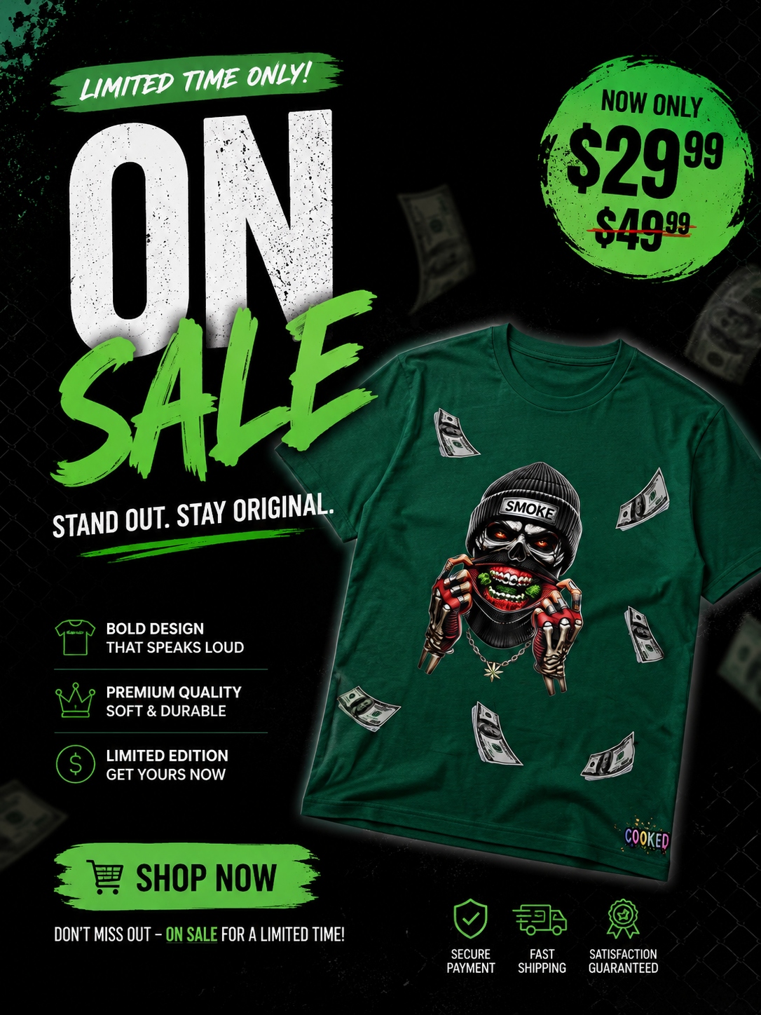 Cooked Apparel Skeleton Face