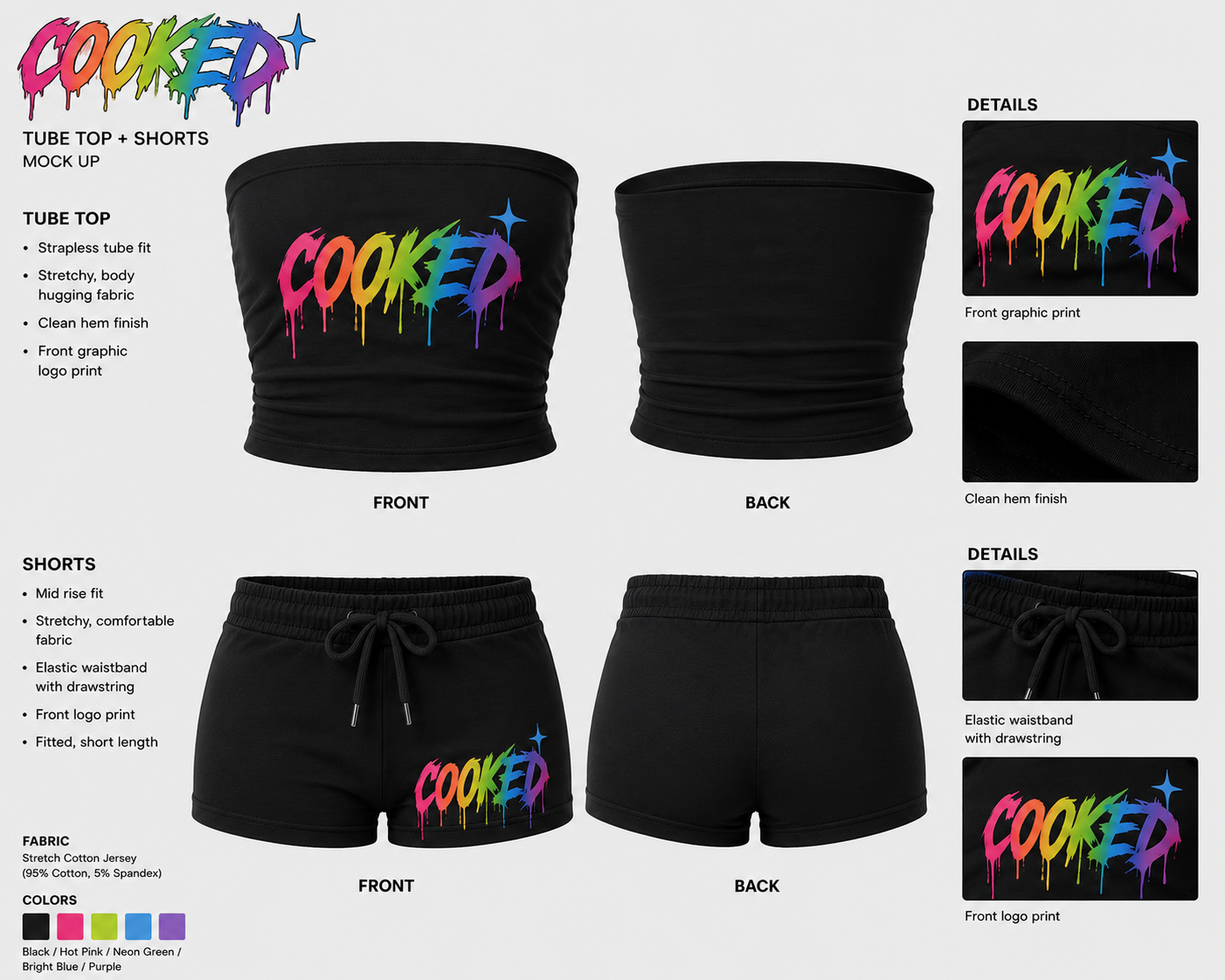 Cooked women's tube top and Short set